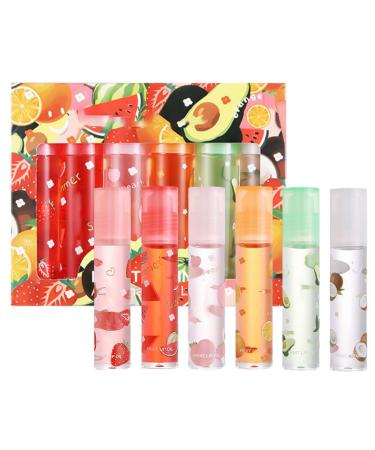 Lip Gloss 6 Lip Gloss Set Fruit Flavored Moisturizing Lipsticks Transparent Lip Plumper Lip Enhancer Roller Ball Lip Oil