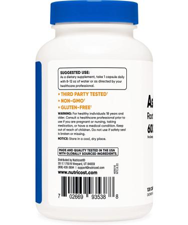 Nutricost Ashwagandha 600mg 120 Capsules - Vegetarian, Non-GMO, Gluten Free - Buy Online on GoSupps.com