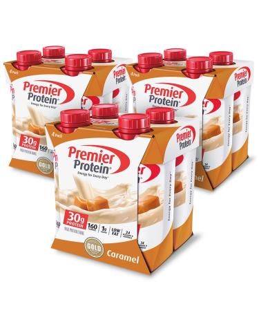Premier Protein 30g Protein Shake, Caramel, 12 Count Caramel 11 Fl Oz (Pack of 12)