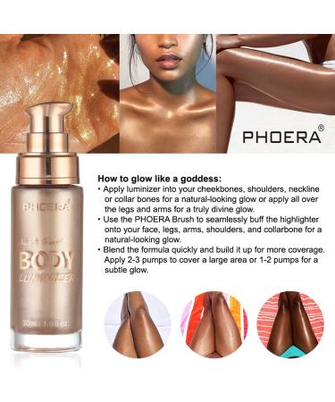 PHOERA Body Luminizer Waterproof Glow Moisturizer for Face & Body - Glistening Bronze 1fl.oz - Buy Online on GoSupps.com