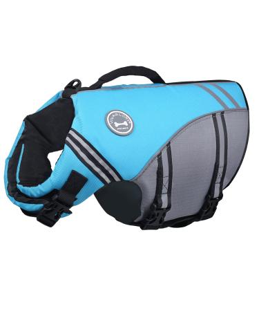 Vivaglory sports style life jacket for dogs with an excellent buoyancy durable & adjustable life jacket with a safe fastening system for large dogs blue XL: 79-99 cm (chest circumference) blue