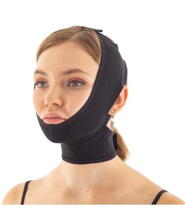 Chin Compression Garment, Chin Strap Band Face Lift, Chin Lift Band, Neck Cover Face Compression (M, Black) M Black