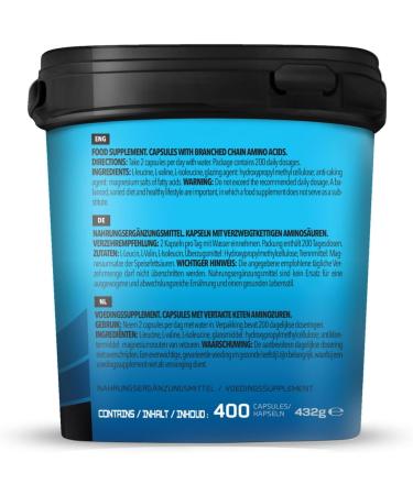 Buy BODYLAB24 BCAA Mega Caps 400 - 1800mg BCAA 2:1:1 Ratio | Essential Amino Acids | Easy Dosage Capsules - Buy Online on GoSupps.com