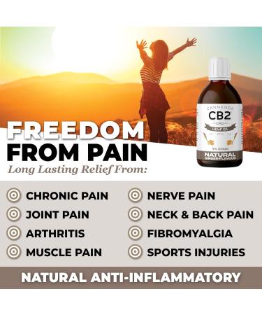 HEMP OIL WITH CB2 ORGANIC 225 000mg/240mL/8oz - Extra Strength Pain Relief / Reduces Inflammation / Melts Away Anxiety & Stress / Enhances Sleep & Rejuvenation. CB2 Extract + Ginger Flavour + Omega 3 + GLA. Stronger Than Hemp Gummies or Hemp Oil Capsules. - Buy Online on GoSupps.com