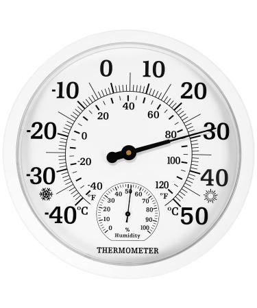 Indoor Outdoor Thermometer Hygrometer - 10 inch outer thermometers large numbers 2 in 1 thermometer hygrometer outside thermometer for terrace (White) white - Buy Online on GoSupps.com
