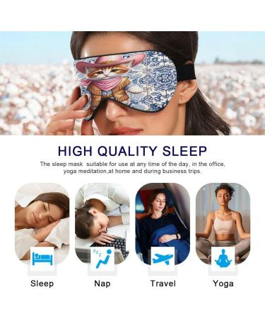Pink Cowgirl Cute Cat Sleep Mask - Light Blocking Eye Mask for Sleeping - Adjustable Soft Eye Cover for Men & Women - Perfect for Travel & Naps - Buy Online on GoSupps.com