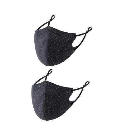 2PC Adult Woman Polka Dot Print Mouth Cover Adjustable Washable Protect Haze Face Covering Reusable Cloth Face Cover A As shown