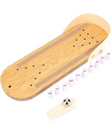 Mini Bowling Game Set - Tabletop Wooden Bowling Toy with 10 Pins and Metal Ball - Fun Home Bowling Alley for Adults & Kids - Buy Online on GoSupps.com