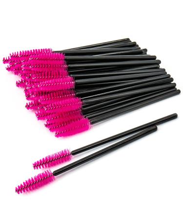 GreenLife 50 pcs Multicolor Disposable Eyelash Brush Mascara Wands Applicator (Black-Rose)