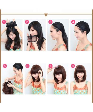 Jier Women's Short Curly Real Hair Wig with Bangs - Natural Light Brown & Blonde Mix - Buy Online on GoSupps.com