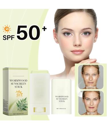 Wormwood Face Sunscreen Stick Waterproof Sunblock Stick SPF 50+ Suncream Factor 50 for Face PA+++ Refreshing Sun Cream Spf 50 Strong UVA + UVB Protetion Moisturizing & Non Greasy - Buy Online on GoSupps.com