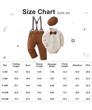 ZOEREA Baby Boy Gentleman Outfit Set | Romper Jumpsuit, Bow Tie, Suspender Pants | 3-6 Months Beige - Buy Online on GoSupps.com