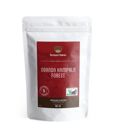 Uganda Ground Coffee 227g - Very Strong Dark Roast Ugandan Robusta Coffee - Uganda Kampala Forest - Brown Bear - For Cafetiere French Press V60 Filter - Strength 5 - Donation to Free The Bears - Buy Online on GoSupps.com