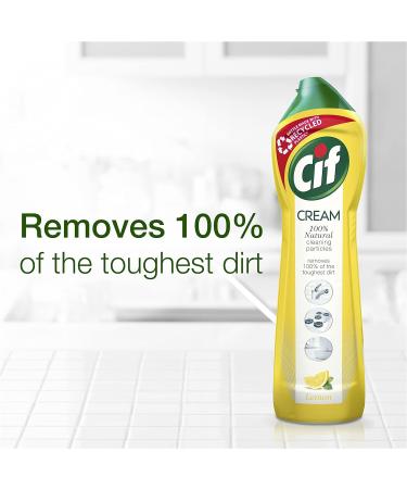 Cif Lemon Cream Cleaner 500ml - Natural 100% Cleaning Particles - Multipurpose Surface Cleaner - Buy Online on GoSupps.com