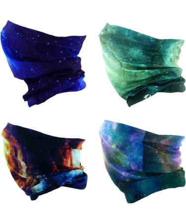 SMEHCF 4-Pack Multi-Purpose Bandanas | Breathable Washable Headbands Storm Hoods & Face Masks for Men & Women | Galaxy Blue Orange & Green - Buy Online on GoSupps.com