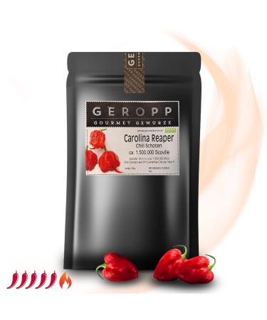 Geropp-Gourmet Carolina Reaper Chili whole Schoten 20g |Sharpest chilli in the world: approx. 1.5 million Scoville |Lockable aroma bag |Spice for grilling cooking |Feure-sharp gift idea