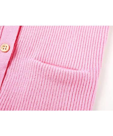 SMILING PINKER Toddler Girls Knit Cardigan | Soft & Warm Sweater with Pockets | 1-2 Years | Bright Pink - Buy Online on GoSupps.com