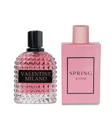 Women's Perfume Combo Set Milano Women&Spring Bloom Floral Fruity Fragrance Eau De Parfum Elegant 100ml Bottle Natural Spray Each for Daily Used Milano&Sring Bloom