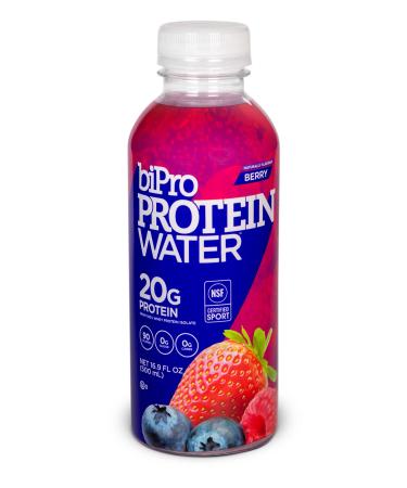 BiPro Protein Water, Berry - NSF Certified for Sport, 20g Whey Protein, Sugar Free, Suitable for Lactose Intolerance, Gluten Free, Hormone Free, Naturally Sweetened, 16.9 Ounce, Pack of 12