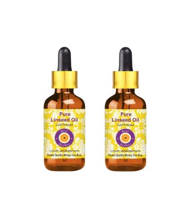 Deve Herbes Pure Flaxseed Oil Linum usitatissimum with Glass Dropper Cold Pressed Pack of Two 100ml X 2 6 oz