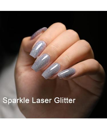 Gel Nail Polish Set - Glitter Gel Nail Polish Black & White Nail Polish Shimmering Holographic Nail Polish Soak Off UV Gel Nail Art Painted Gel for Manicure DIY At Home Women Girl Holographic Set - Buy Online on GoSupps.com