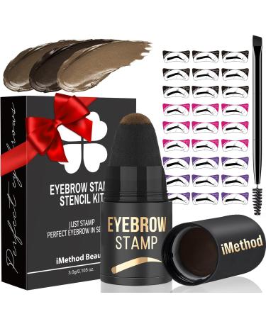 iMethod Kit de tampons et pochoirs pour sourcils - Kit de tampons et de modelage pour sourcils parfaits - 27 tampons sourcils - Durable tanche facile utiliser - Marron clair