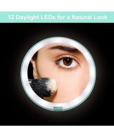 Giazee 1X/10X Magnifying Travel Makeup Mirror with LED Light - Green - Buy Online on GoSupps.com