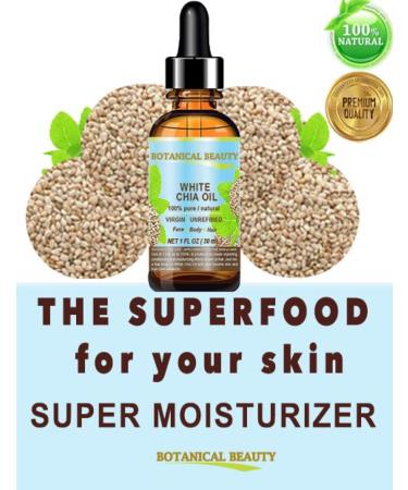 Botanical Beauty WHITE CHIA SEED OIL 100% Pure Natural Virgin Unrefined Cold-Pressed Carrier Oil 2 Fl Oz 60 ml for Face Skin Body Hair Lip Nails. Rich in vitamin E - Buy Online on GoSupps.com