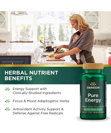 Swanson Pure Energy Metabolism - Herbal Supplement for Mental Focus & Mood Support | 60 Vegan Capsules - Buy Online on GoSupps.com