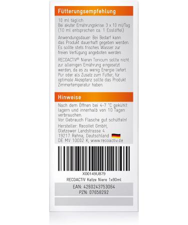 Buy Recoactive Kidney Tonic for Cats | High-Quality Protein & Appetite Stimulant | 90ml Supplement for Kidney Function Support - Buy Online on GoSupps.com