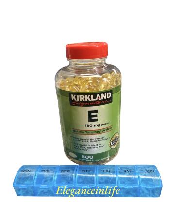 Eleganceinlife Vitamin E 180 mg 400 IU 500 Softgels with 1 Multicolor Weekly Pill Planner