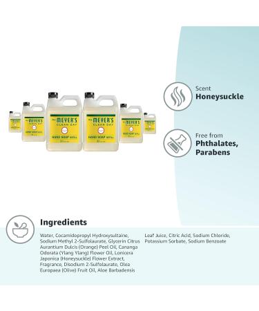 Mrs. Meyer's Honeysuckle Hand Soap Refill 33 fl. oz - Pack of 6 | Biodegradable Formula with Essential Oils - Buy Online on GoSupps.com