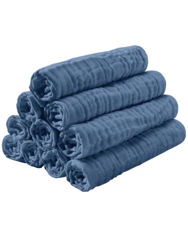 YOOFOSS Dark Blue Mull Towels - 100% Cotton Folding Diapers for Babies | Super Absorbent 10x50 cm (10 Pack) - Buy Online on GoSupps.com