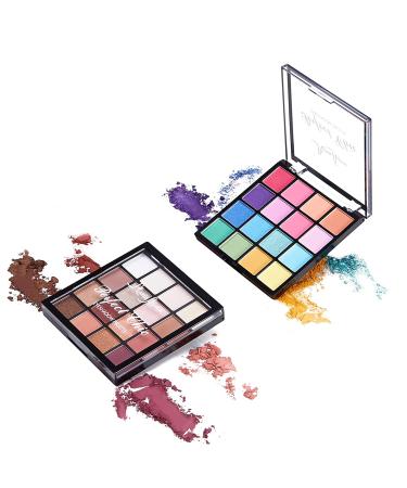 Professional 16-Color Eyeshadow Palette Set - Warm Neutrals & Brights | Highly Pigmented Eye Shadow Makeup Kit (2 Count) - Buy Online on GoSupps.com