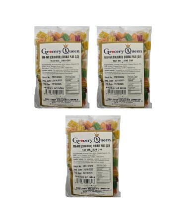 One Stop Dealers Far Far (Fryums) (200 Gram) - Flaky Crispy And A Bit Sweet & Salty In Taste Vibrant Snacks Either Eaten As A Snacks Or Served To Accompany A Meal (Colored Double Plus Pack of 3)
