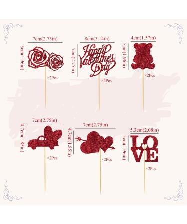Valentine's Day Cupcake Toppers 12pcs Red Glitter Happy Valentines Day Cake Topper Love Heart Valentine Cupcake Picks for Valentine Theme Party Wedding Engagement Cake Decorations A7AXZTCQ - Buy Online on GoSupps.com