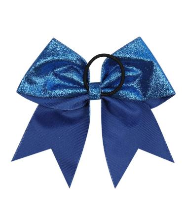 Oaoleer 7 Large Glitter Cheer Hair Bows - 6PCS Ponytail Holder Elastic Bands for Teen Girls College Sports - Handmade Royal Blue Cheerleader Bows Hair Ties - Buy Online on GoSupps.com