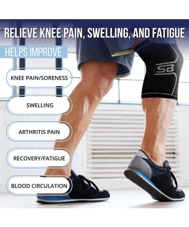 SB SOX Compression Knee Brace - Ultimate Pain Relief & Support for Meniscus Tear Arthritis - Stay in Place | Black/Gray - Medium Size - Buy Online on GoSupps.com