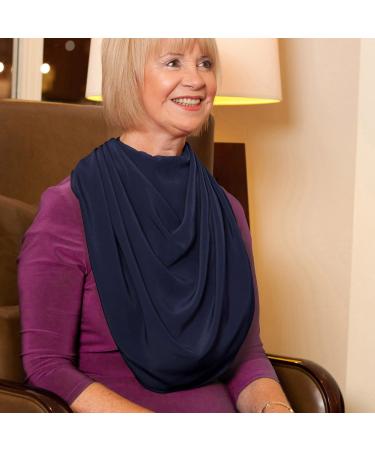 Care Designs Pashmina Scarf Adult Bib - Stylish Waterproof Clothing Protector for Elderly | Reusable Christmas Dinner Bibs for Women | Navy Unisex Eating Bibs - Buy Online on GoSupps.com