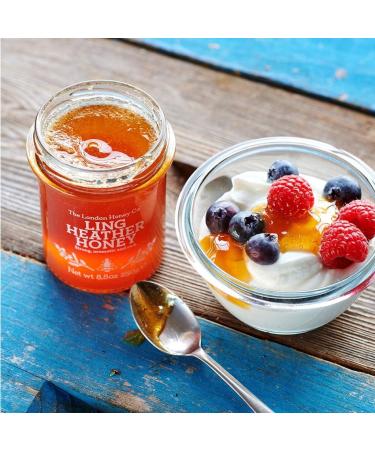 The London Honey Co. British Honey Duo (2x250g Jars) + Wooden Dipper - Ling Heather & Shropshire Creamed - Raw, Unpasteurised, All Natural - Honey Gift Set - Buy Online on GoSupps.com