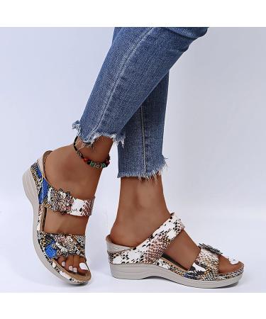 NLOMOCT Orthopedic Sandals for Women Arch Support Leopard Print Wedges Sandal 6.5 - Buy Online on GoSupps.com