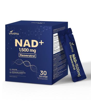 Nad Liquid Supplement 1500mg, Extra Strength NAD+ whit Nicotinamide Riboside Hydrogen Malate, Quercent Phytosome, Resveratrol, PQQ, Anti-Aging, Energy, Focus for Men & Women, 30 Pack, Berry Flavor
