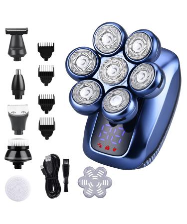Head Shavers for Bald Men 6 in 1 Men's 7D Electric Shaver Professional Rechargeable Beard Trimmer Nose Body Hair Clipper Multi-fuctional Razor Set