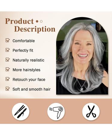 Long Layered Grey Wavy Wig - Natural Looking Heat Resistant Synthetic Hair for Women, Perfect for Daily and Party Use - Buy Online on GoSupps.com
