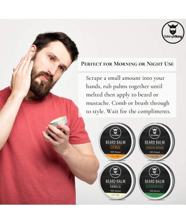 Striking Viking Beard Balm Conditioner Variety Pack - Vanilla Sandalwood, Citrus, & Cedarwood Scents - Styles & Conditions with Natural Oils - Buy Online on GoSupps.com