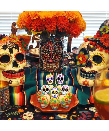 Sugar Skull Cupcake Topper Day of the Dead Cake Topper Mexican Fiesta Decoration(24 PCS) - Buy Online on GoSupps.com