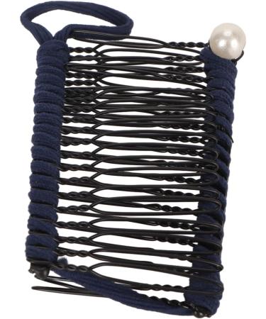 Vintage Hair Comb for Wavy Hair Stretchy Hair Comb Tool Retro Clincher Comb Banana Hair Clips for Women (Navy Blue) - Buy Online on GoSupps.com