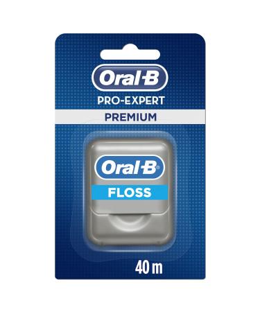 Oral-B Pro-Expert Dental Floss Premium 40 m Plaque Remover For Teeth Gingivitis Treatment Gentle on Fingers and Gums Cool Mint 1 Count (Pack of 1)