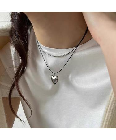 Shop Oralgos Fashionable Heart Pendant Necklace - Double-Layer Leather Cord Adjustable Women's Accessory - Buy Online on GoSupps.com