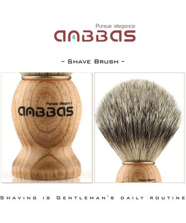 Anbbas Men's Badger Hair Shaving Brush - High-Quality Wooden Handle | Premium Shaving Foam Brush for Superior Grooming - Buy Online on GoSupps.com